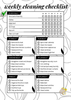 Preview of weekly cleaning lesson planner checklist editable printable homeschool planner