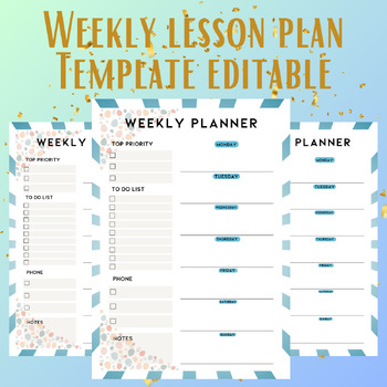 Preview of weekly lesson planner cheklist schedule printable homeschool planner to do list