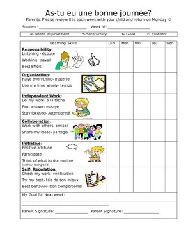 Preview of weekly self-reflection/tracker for learning skills