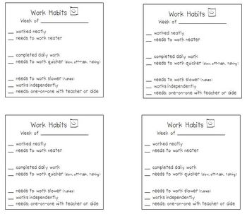 Preview of weekly work habits checklist