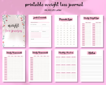 Weight Loss Printables Pink Weight Loss Tools Weight Loss 