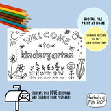welcome to kindergarten colorable postcards for students