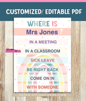 Preview of where is sign classroom door, where are you sign, editable PDF