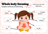whole body listening activities poster Worksheet
