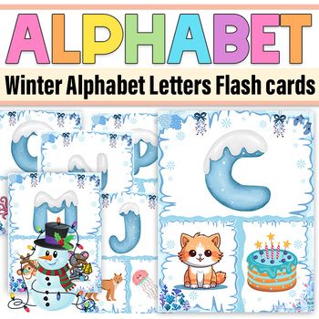 Preview of Winter Alphabet Letters Flash cards |Winter Alphabet ABC Flashcards For Prek & K