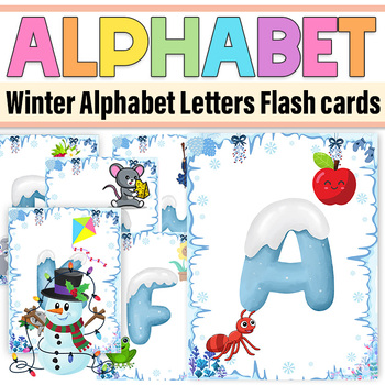 Preview of Winter Alphabet Letters Flash cards |Winter Alphabet ABC Flashcards For Prek & K