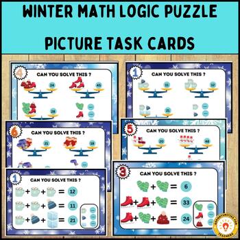 Preview of winter math logic puzzle picture task cards
