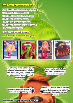 Preview of Grinch Christmas workbook