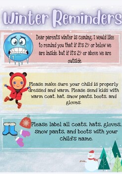 Preview of winter notes for parents