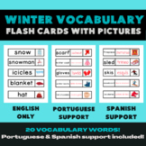 winter vocabulary flashcards w/ pictures | Portuguese & Sp