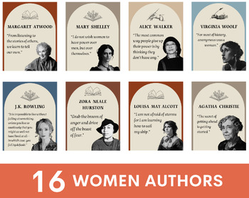 Preview of women authors, women writers, female writers, women's history month posters