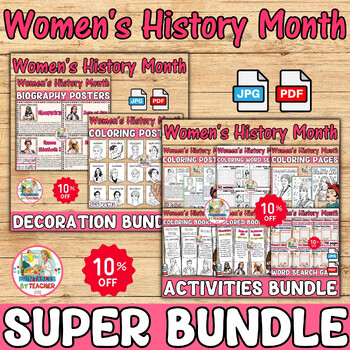 Preview of women's History Month activities-Bulletin board ideas Women's History BUNDLE