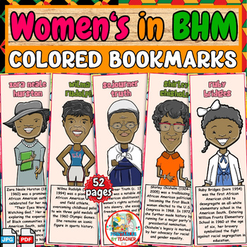 Preview of women's-black history month colorful bookmarks | famous black women bookmarks