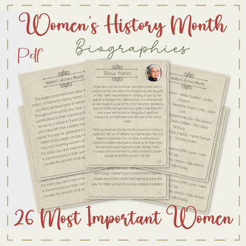 Preview of women's history month: Biographies for for Kids to Learn