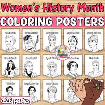 Preview of women's history month Bulletin board | 50 Inspiring coloring biography posters