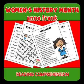 Preview of women's history month Reading Comprehension Activity -women's day