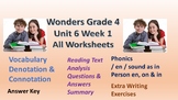 wonders Grade 4 Unit 6 Week 1 All Worksheets