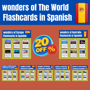 Preview of wonders of The World Printable Flashcards in Spanish