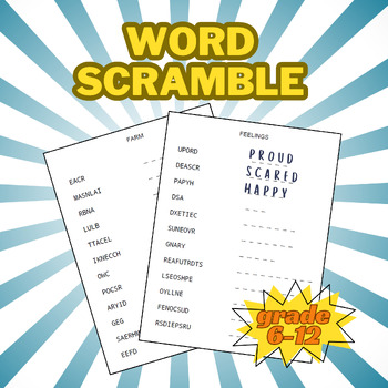 Preview of Word Scramble for Grades 6-12