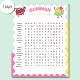 Summer Word Search Puzzle Worksheet, end of year word sear
