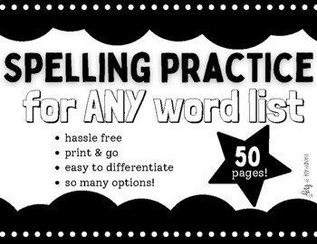 Preview of word work - spelling practice for ANY word list - printable - no prep