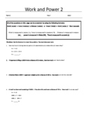 work and power calculation worksheet 2