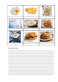 Preview of worksheet for writing "My breakfast"