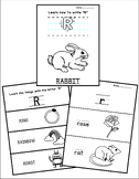 worksheet of letter R with writing and vocabulary