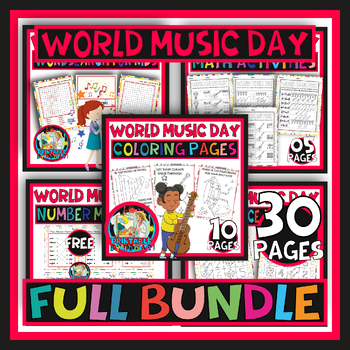 Preview of world music day activities- world music day full activity bundle for kids