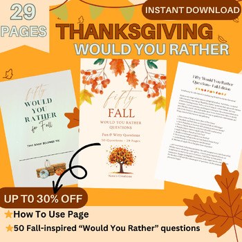 Preview of would you rather thanksgiving,fall would you rather,Suitable for all ages