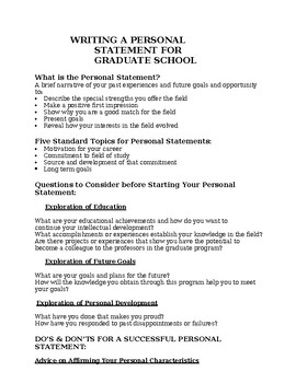 Preview of writing a personal statement for graduate school: Step-by-step guide(editable)