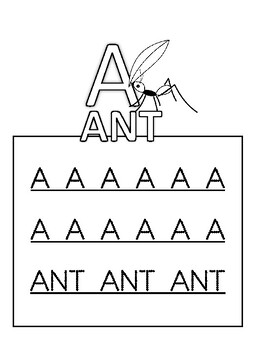 Preview of wtite the letter A-Z and coloring of animals