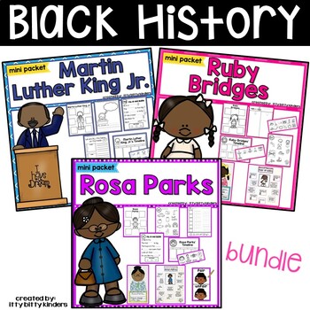 Preview of Black History Month, Martin Luther King Jr., Ruby Bridges, Rosa Parks