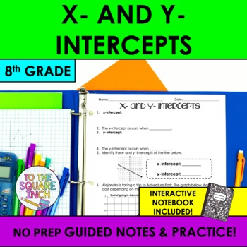 Preview of x and y Intercepts Notes & Practice | Guided Notes | + Interactive Notebook Page