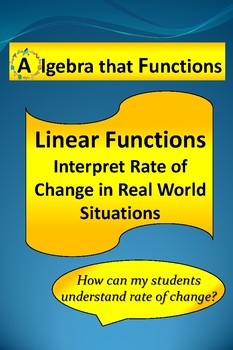 Preview of Linear Functions Interpret Rate of Change in RealWorldSituations *DISTANCE LRNG.