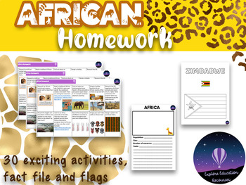 Preview of AFRICA Homework Grid - 30 Activities and Worksheets