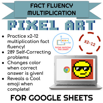 Preview of x2-12 Multiplication Emoji Pixel Art! Digital Math Fact Fluency on Google Sheets