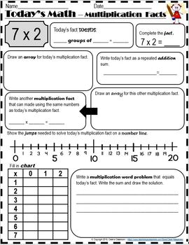 multiplication facts x2 x3 x4 today s math practice worksheets