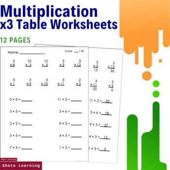 x3 multiplication worksheet teaching resources tpt