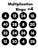 x4 Multiplication Facts Bingo Printable