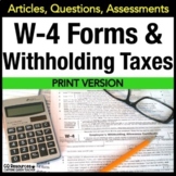 Financial Literacy W-4 Tax Forms for Career Technical Educ