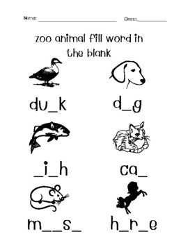 zoo animals preschool,Fill in the missing English letters. by Art Teeradech