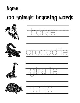 zoo animals traceing words. Tracing Book by Art Teeradech | TPT