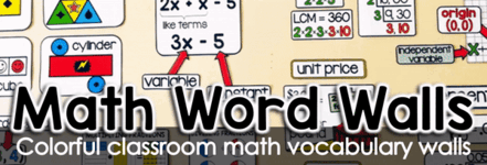 Math vocabulary word walls