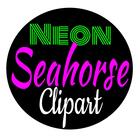 Neon Seahorse Clipart and Educational Tools